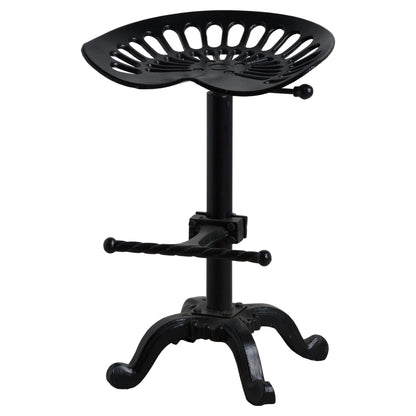 Adjustable Tractor Seat | Black Metal Industrial Bar Stool