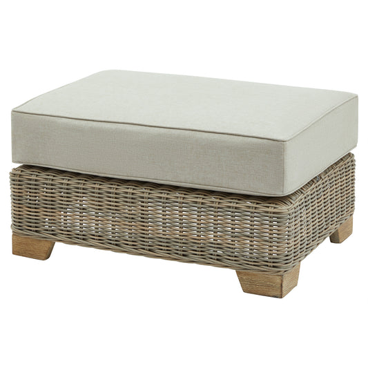Capri Beige Outdoor Wicker Foot Stool with Quick Dry Cushion