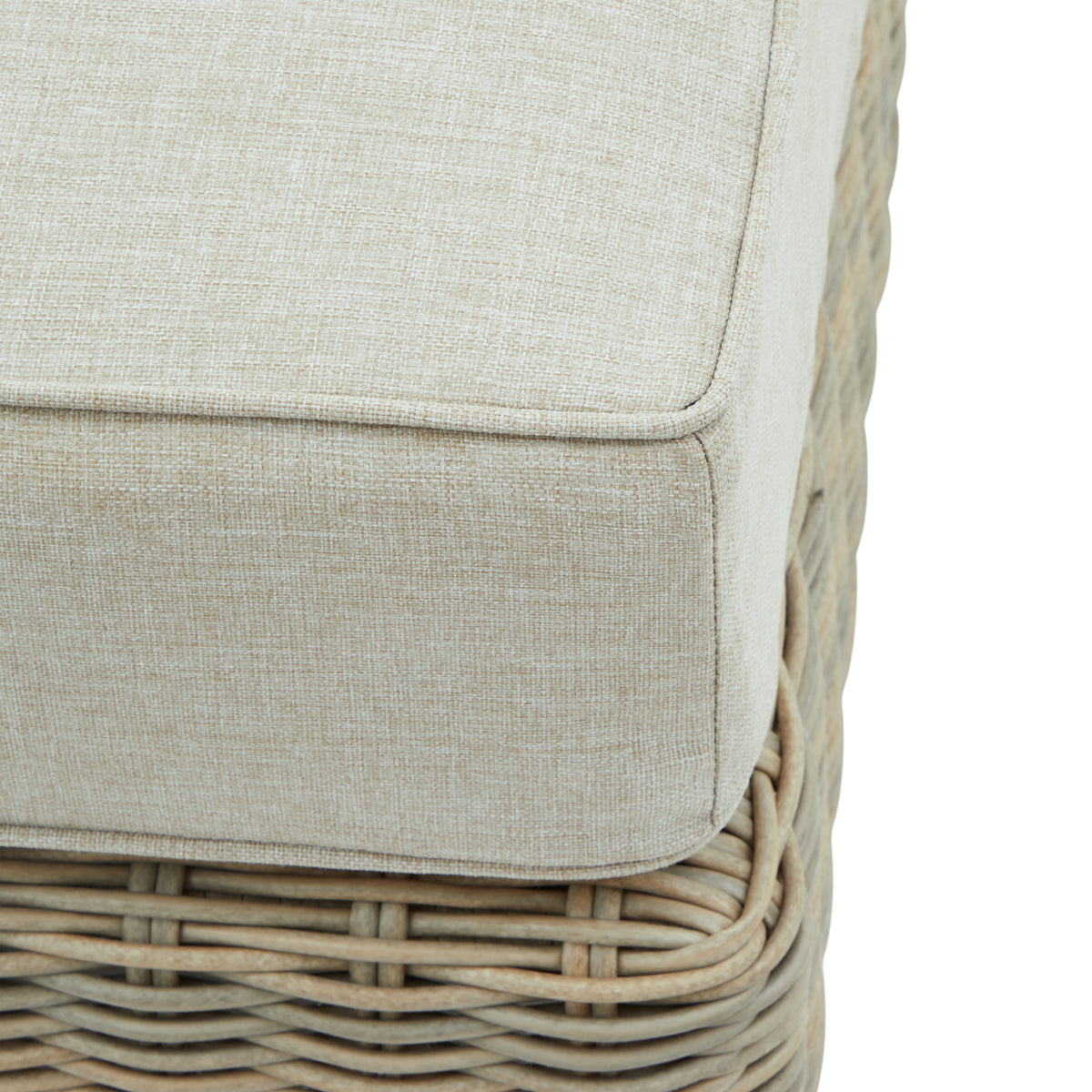 Capri Beige Outdoor Wicker Foot Stool with Quick Dry Cushion