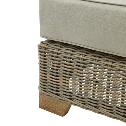 Capri Beige Outdoor Wicker Foot Stool with Quick Dry Cushion