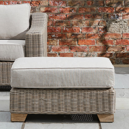 Capri Beige Outdoor Wicker Foot Stool with Quick Dry Cushion