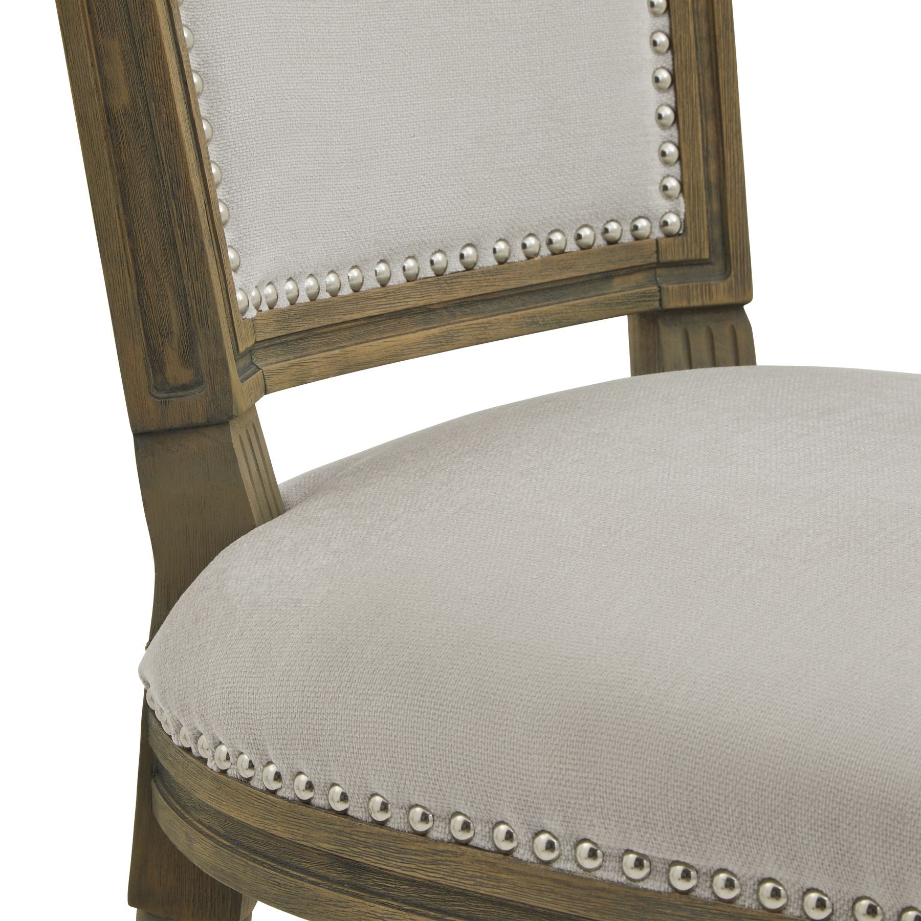 Ripley Grey Dining Chair | Hand-Carved Washed Wood & Woven Fabric Seat
