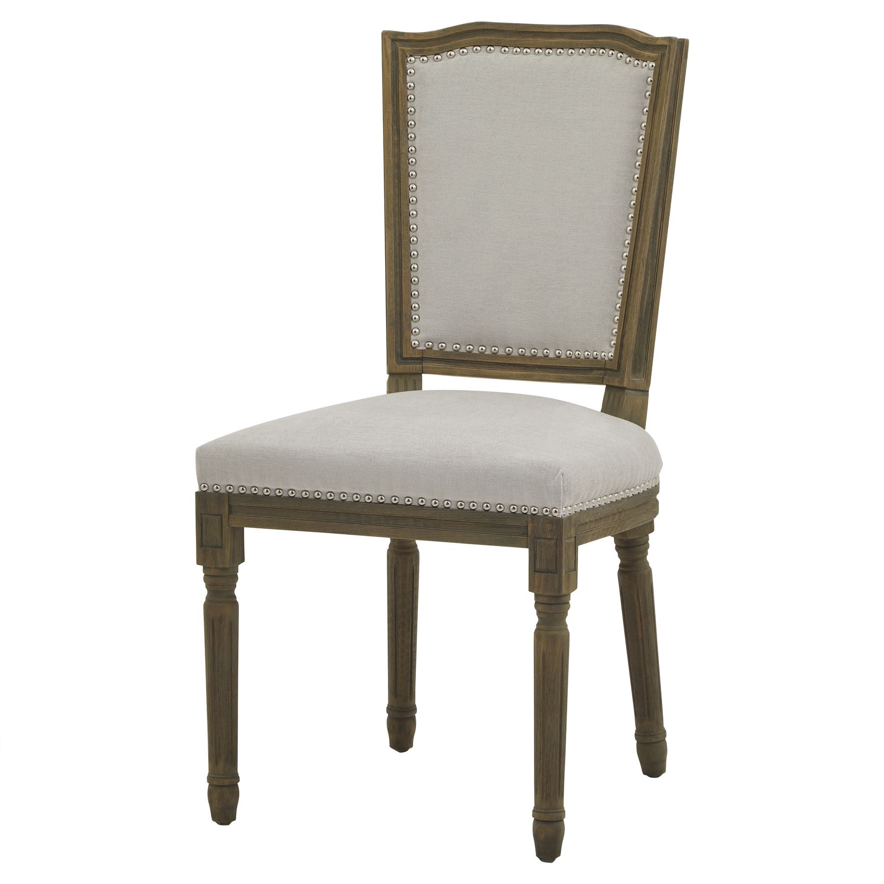 Ripley Grey Dining Chair | Hand-Carved Washed Wood & Woven Fabric Seat