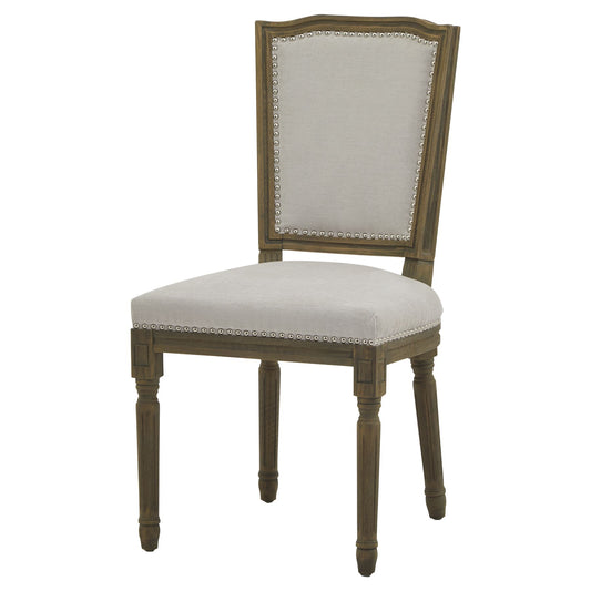 Ripley Grey Dining Chair | Hand-Carved Washed Wood & Woven Fabric Seat