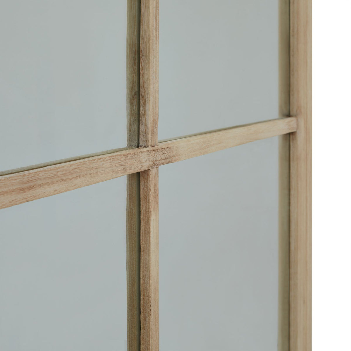 Washed Wood XL Window Mirror with Oversized Grid Frame