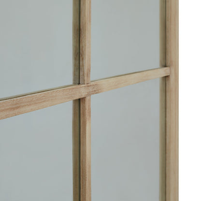 Washed Wood XL Window Mirror with Oversized Grid Frame