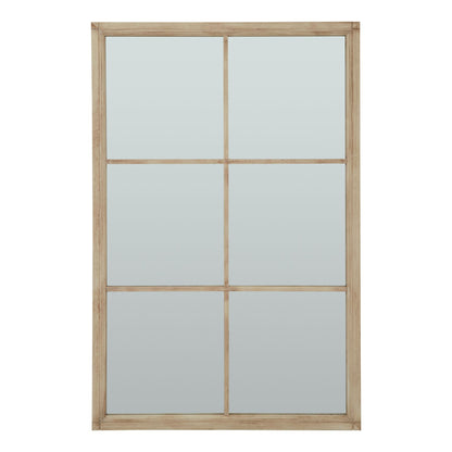 Washed Wood XL Window Mirror with Oversized Grid Frame