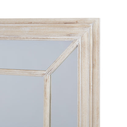 Large Washed Wood Window Mirror with Rustic Multi Paned Frame