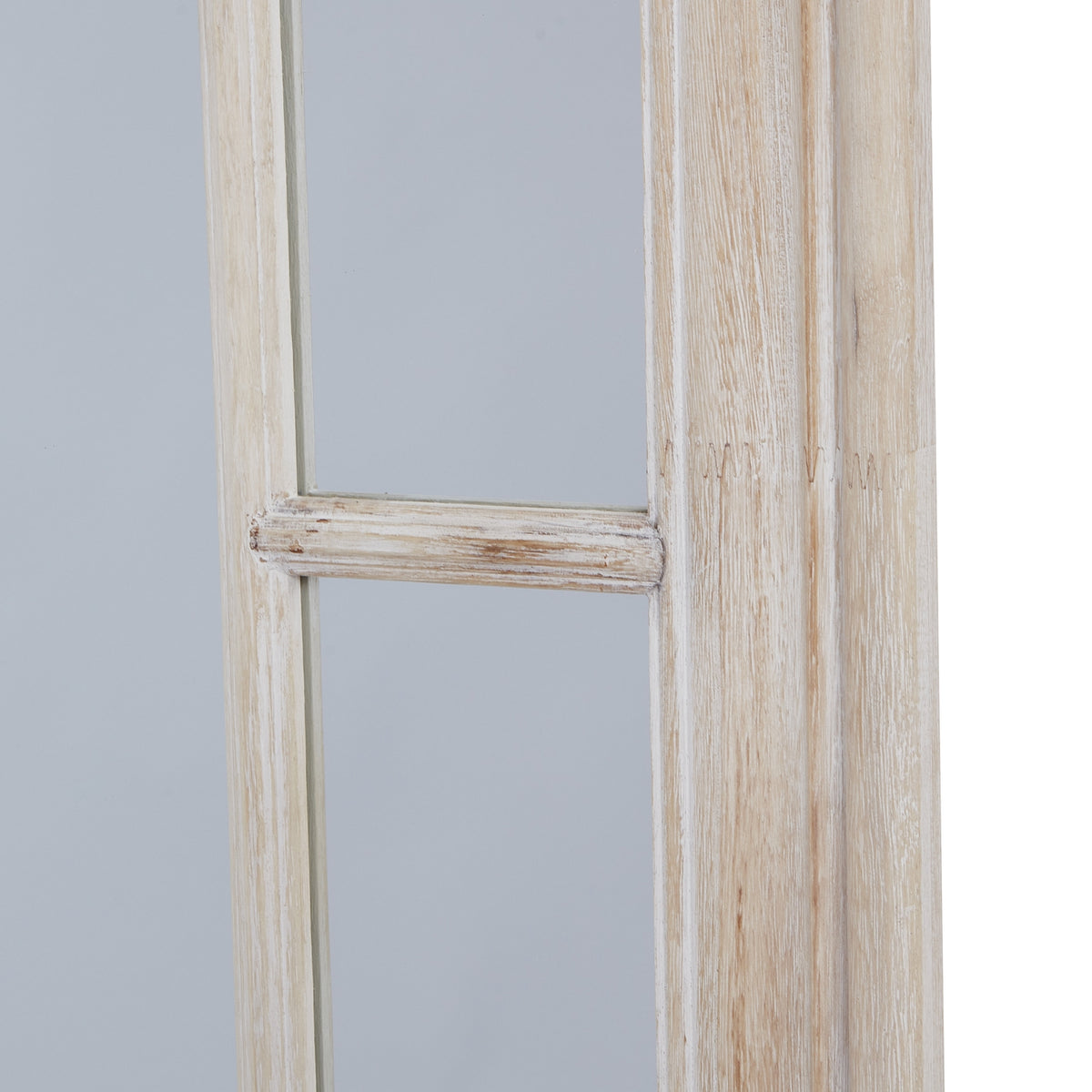 Large Washed Wood Window Mirror with Rustic Multi Paned Frame