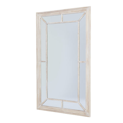 Washed Wood Window Mirror with Rustic Multi Panel Frame