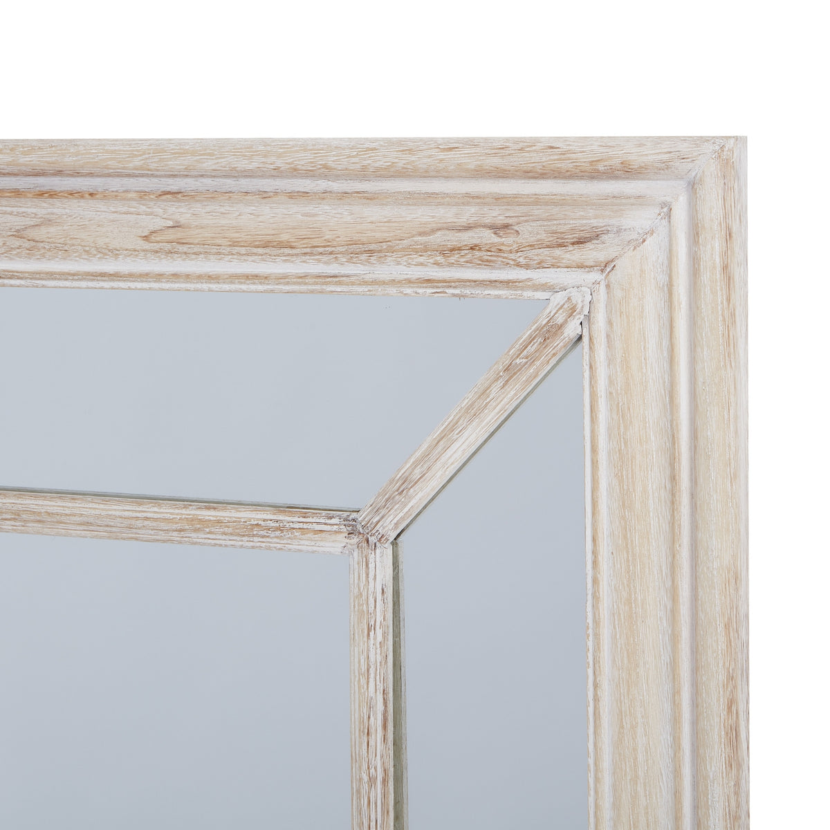 Washed Wood Window Mirror with Rustic Multi Panel Frame
