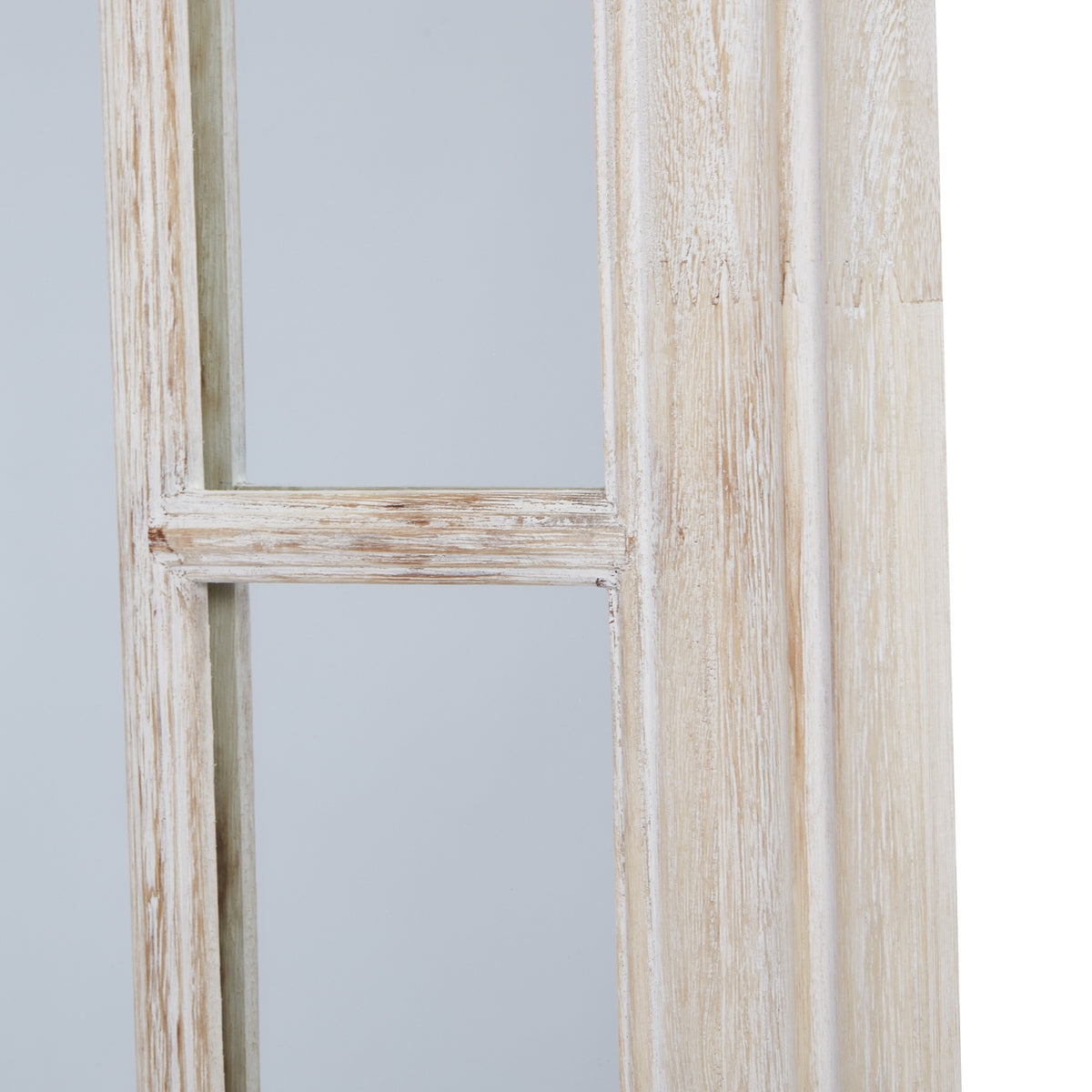 Washed Wood Window Mirror with Rustic Multi Panel Frame