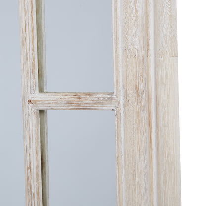 Washed Wood Window Mirror with Rustic Multi Panel Frame