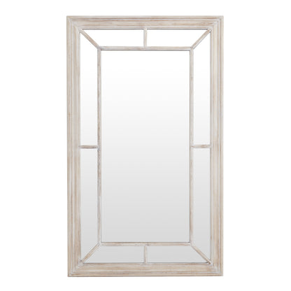 Washed Wood Window Mirror with Rustic Multi Panel Frame