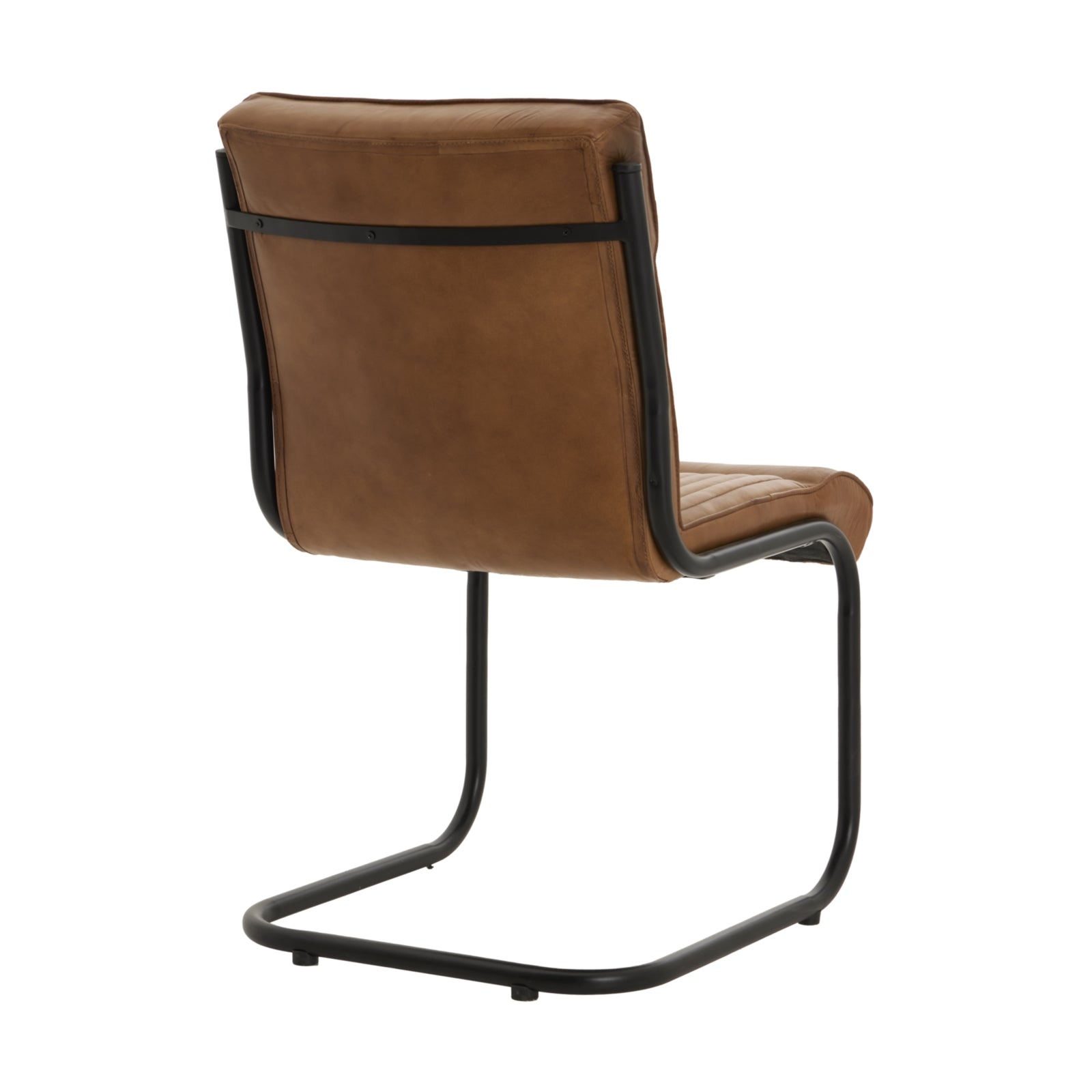 Billy Leather Dining Chair | Caramel Brown Leather & Metal Frame