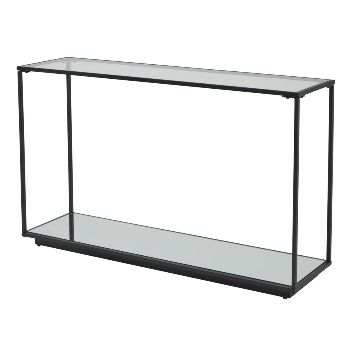 Lennox Black Framed Console Table with Glass Top for Modern Interiors