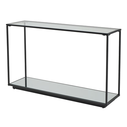 Lennox Black Framed Console Table with Glass Top for Modern Interiors