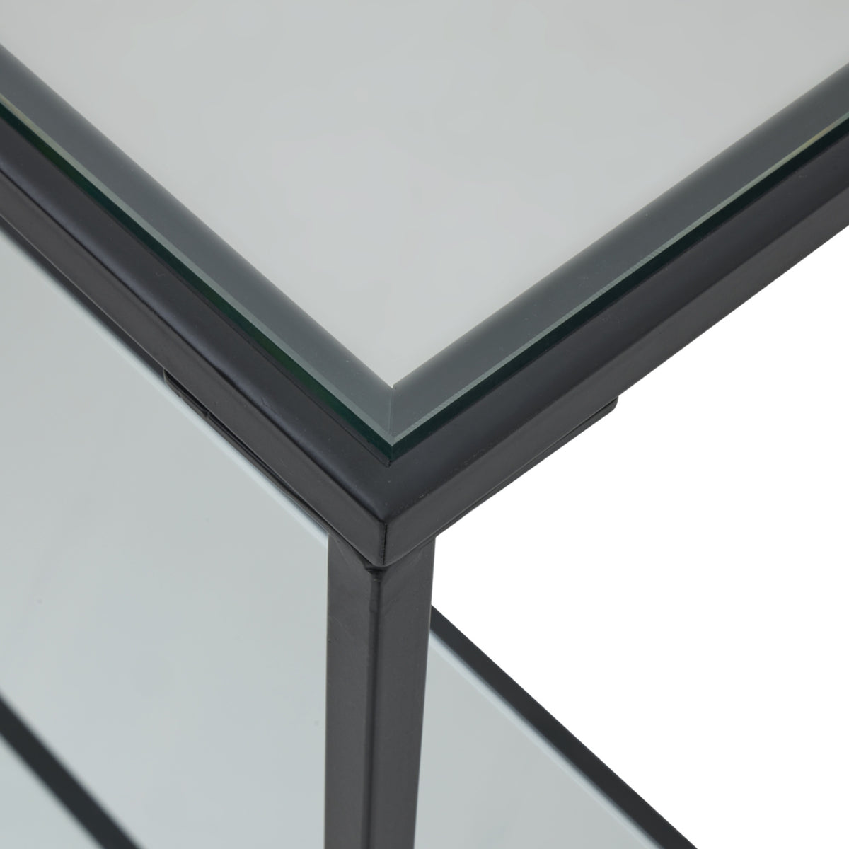 Lennox Black Framed Console Table with Glass Top for Modern Interiors