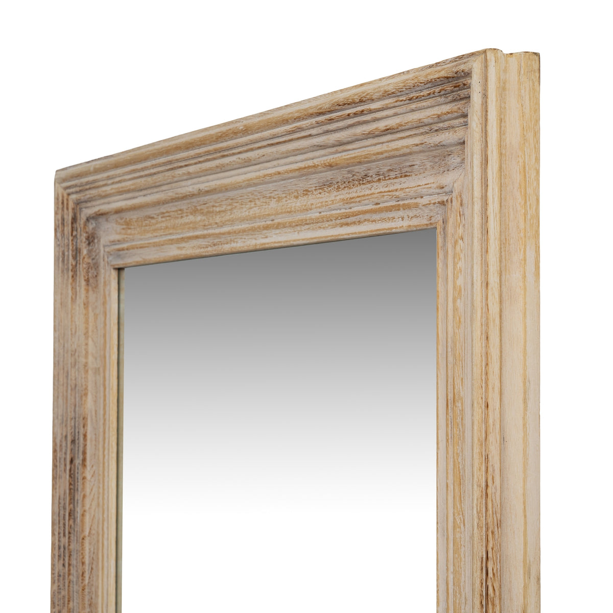 Washed Wood Framed Mirror with Rustic Weathered Timber Finish