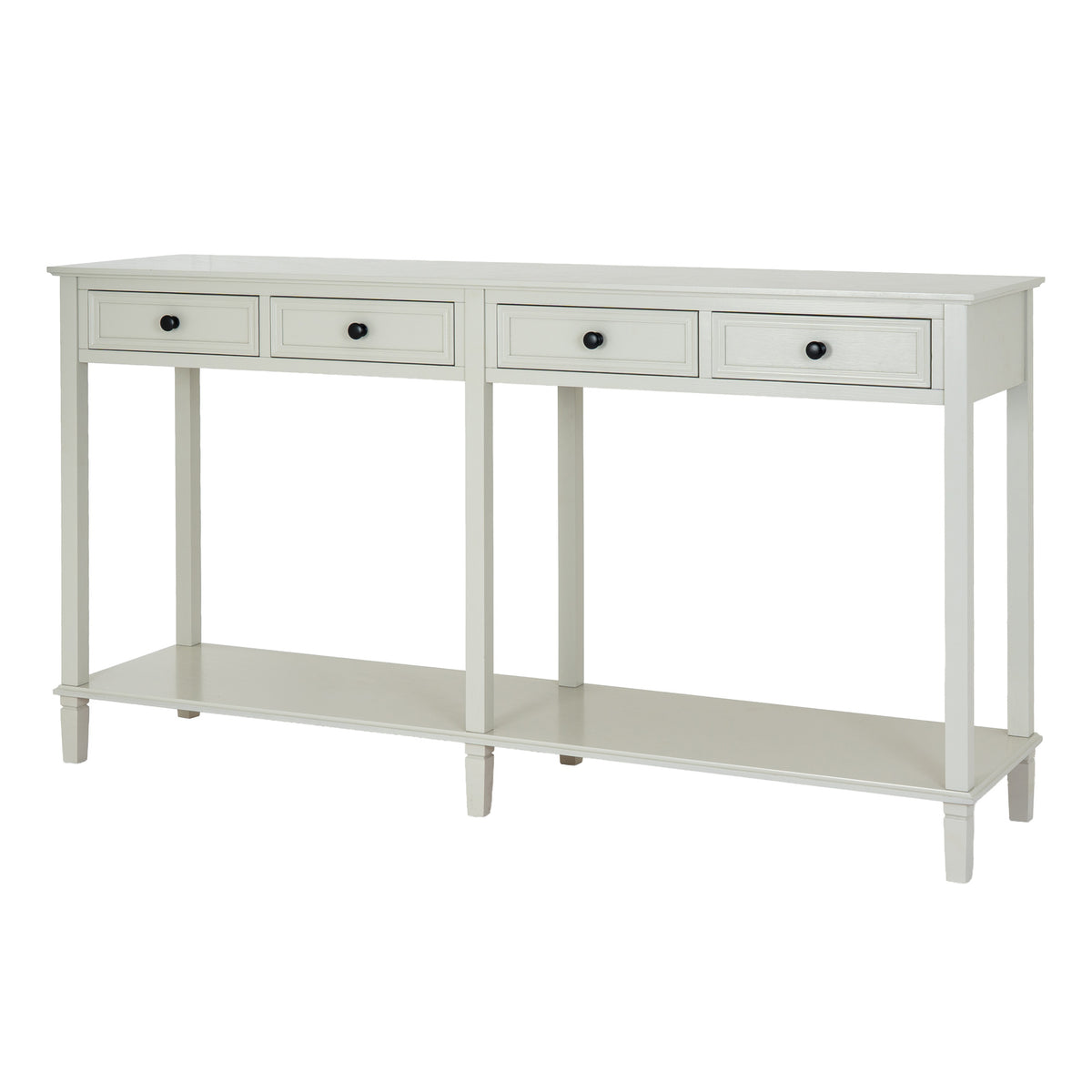 Belmont White 4 Drawer Console Table with Natural Wood Detail