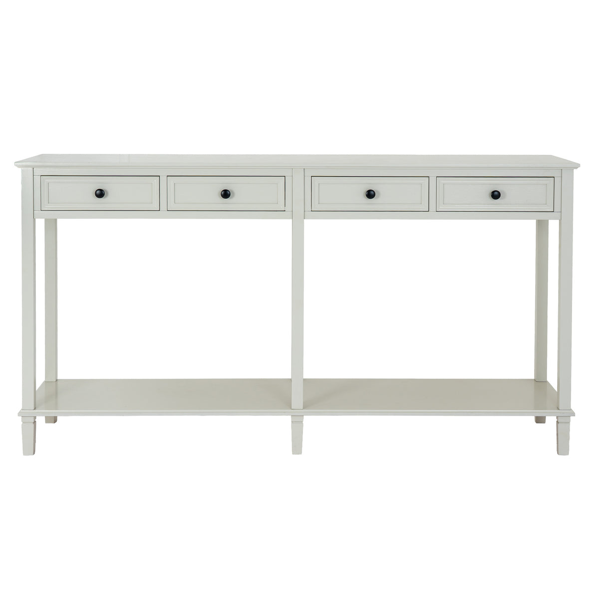 Belmont White 4 Drawer Console Table with Natural Wood Detail