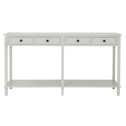 Belmont White 4 Drawer Console Table with Natural Wood Detail