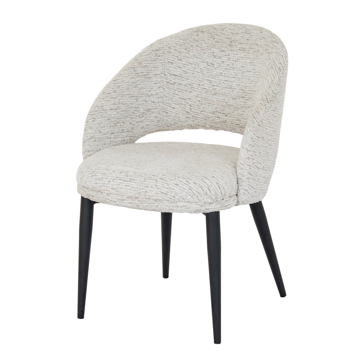 Sorelle Curved Dining Chair in White Fabric with Contoured Design