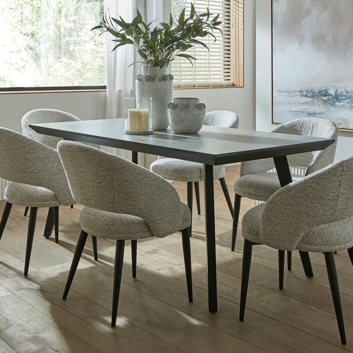 Sorelle Curved Dining Chair in White Fabric with Contoured Design