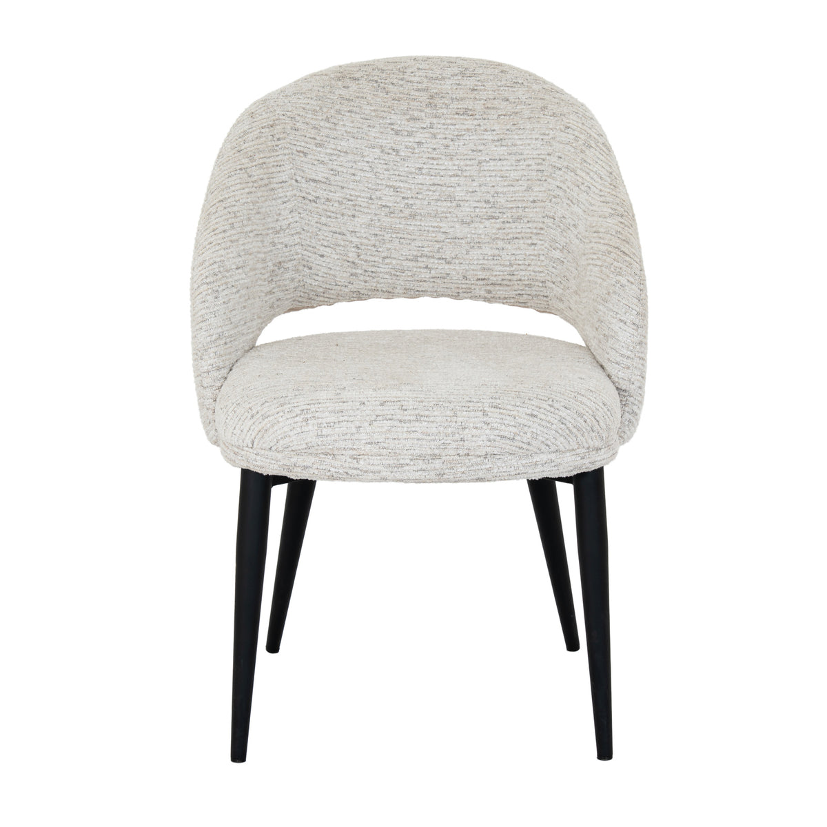 Sorelle Curved Dining Chair in White Fabric with Contoured Design