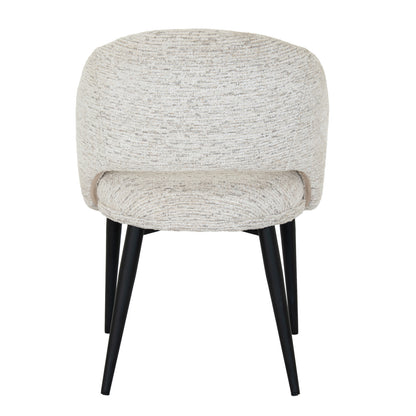 Sorelle Curved Dining Chair in White Fabric with Contoured Design