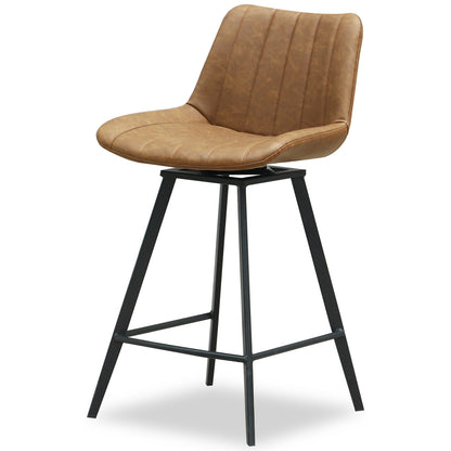 Malmo Tan Swivel Bar Stool | Modern Upholstered Bar Chair with 360° Seat