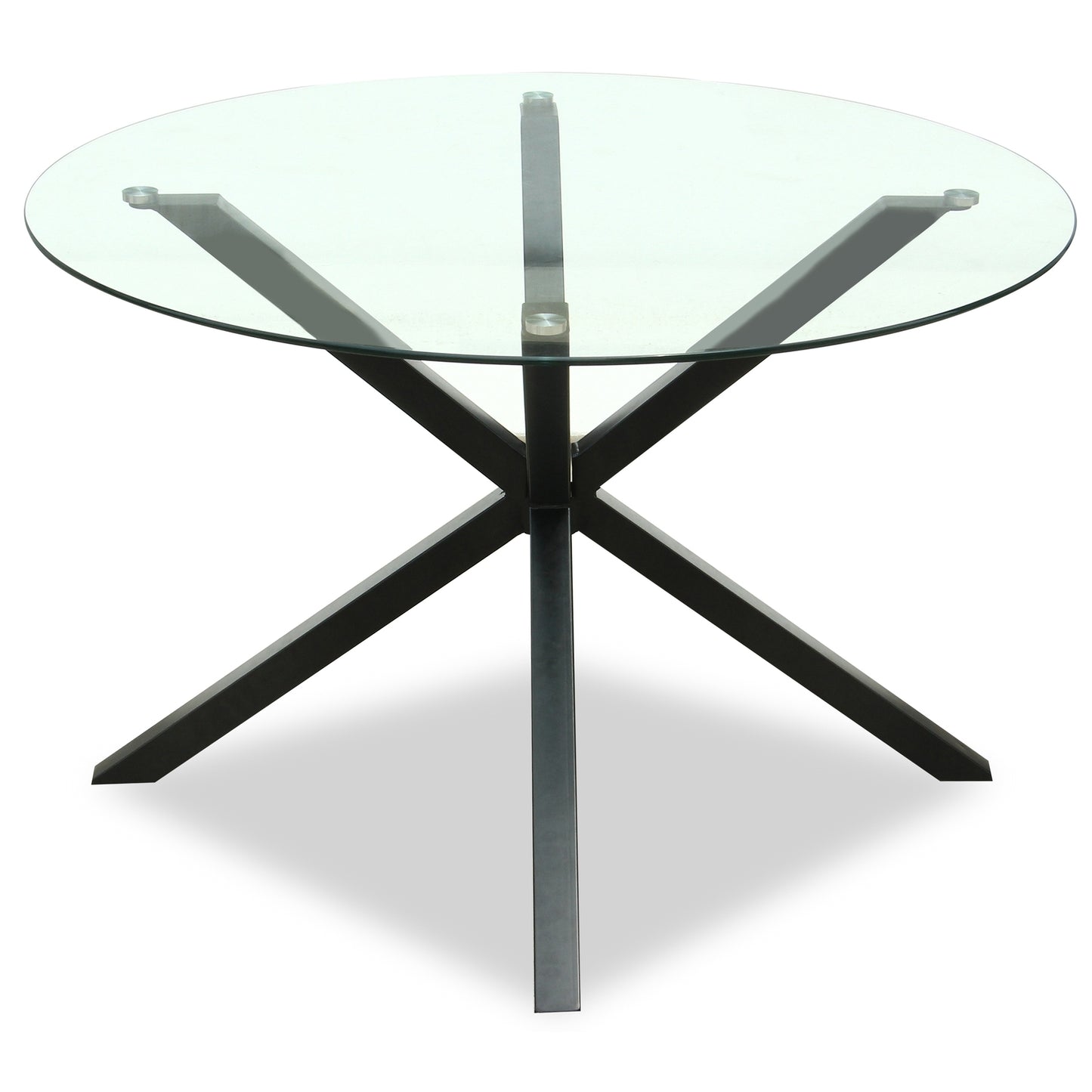 Monza Round Glass Dining Table – Elegant Black Glass & Metal Dining Table