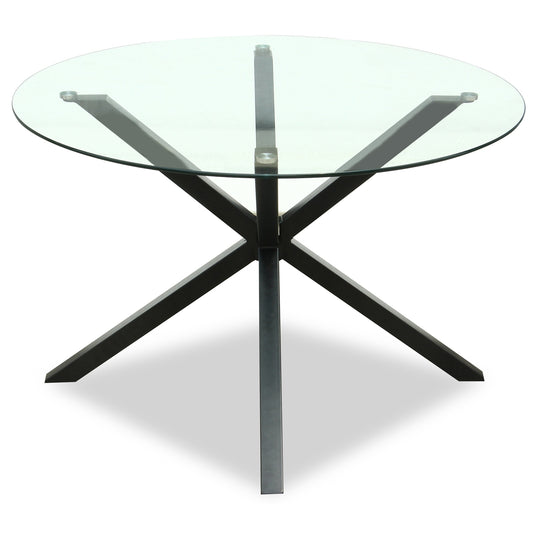 Monza Round Glass Dining Table – Elegant Black Glass & Metal Dining Table