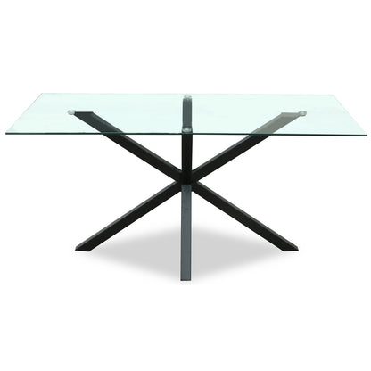 Monza Rectangular Glass Dining Table | Modern Glass & Metal Dining