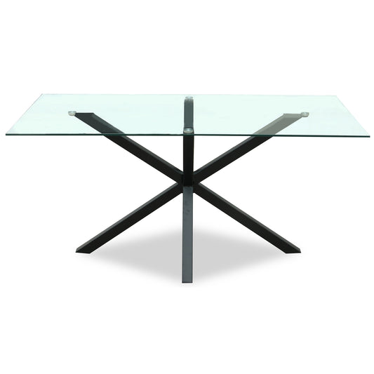 Monza Rectangular Glass Dining Table | Modern Glass & Metal Dining