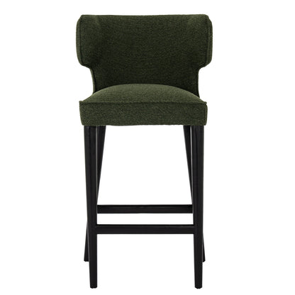 Avia Moss Barstool | Moss Green Upholstered Bar Chair with Matte Base