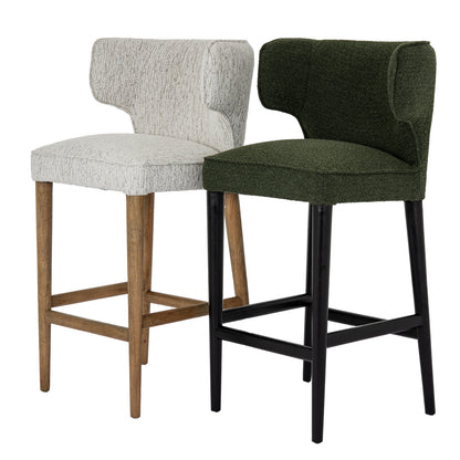 Avia Moss Barstool | Moss Green Upholstered Bar Chair with Matte Base