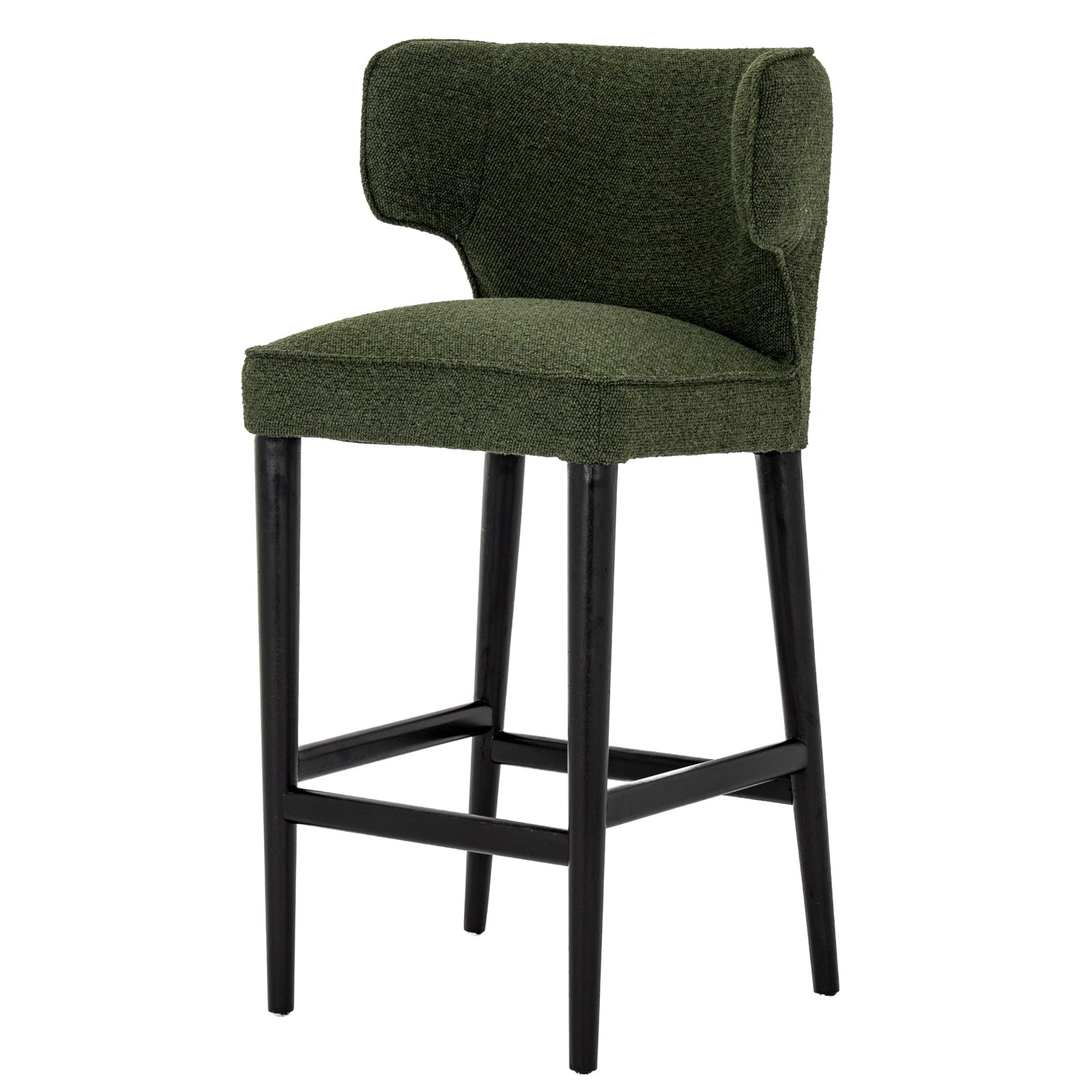 Avia Moss Barstool | Moss Green Upholstered Bar Chair with Matte Base