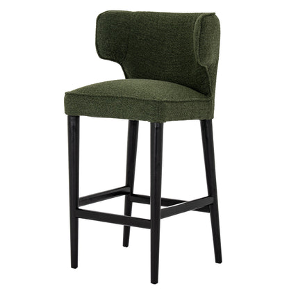 Avia Moss Barstool | Moss Green Upholstered Bar Chair with Matte Base