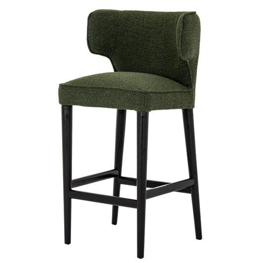 Avia Moss Barstool | Moss Green Upholstered Bar Chair with Matte Base