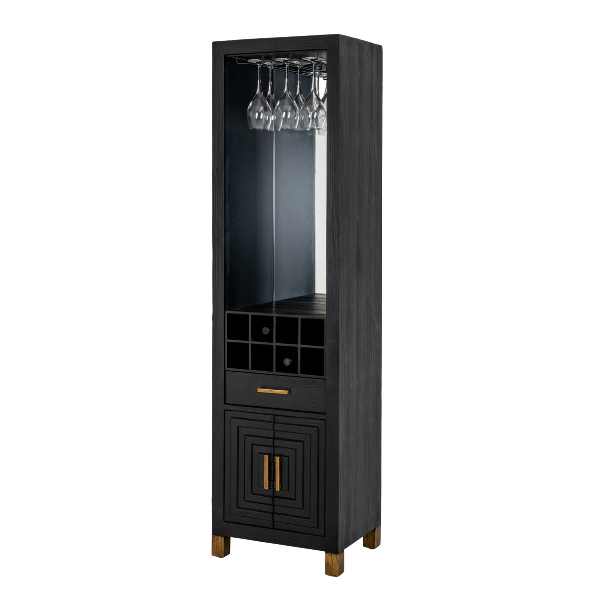 Lennox Black Drinks Unit with Open & Closed Storage for Entertaining