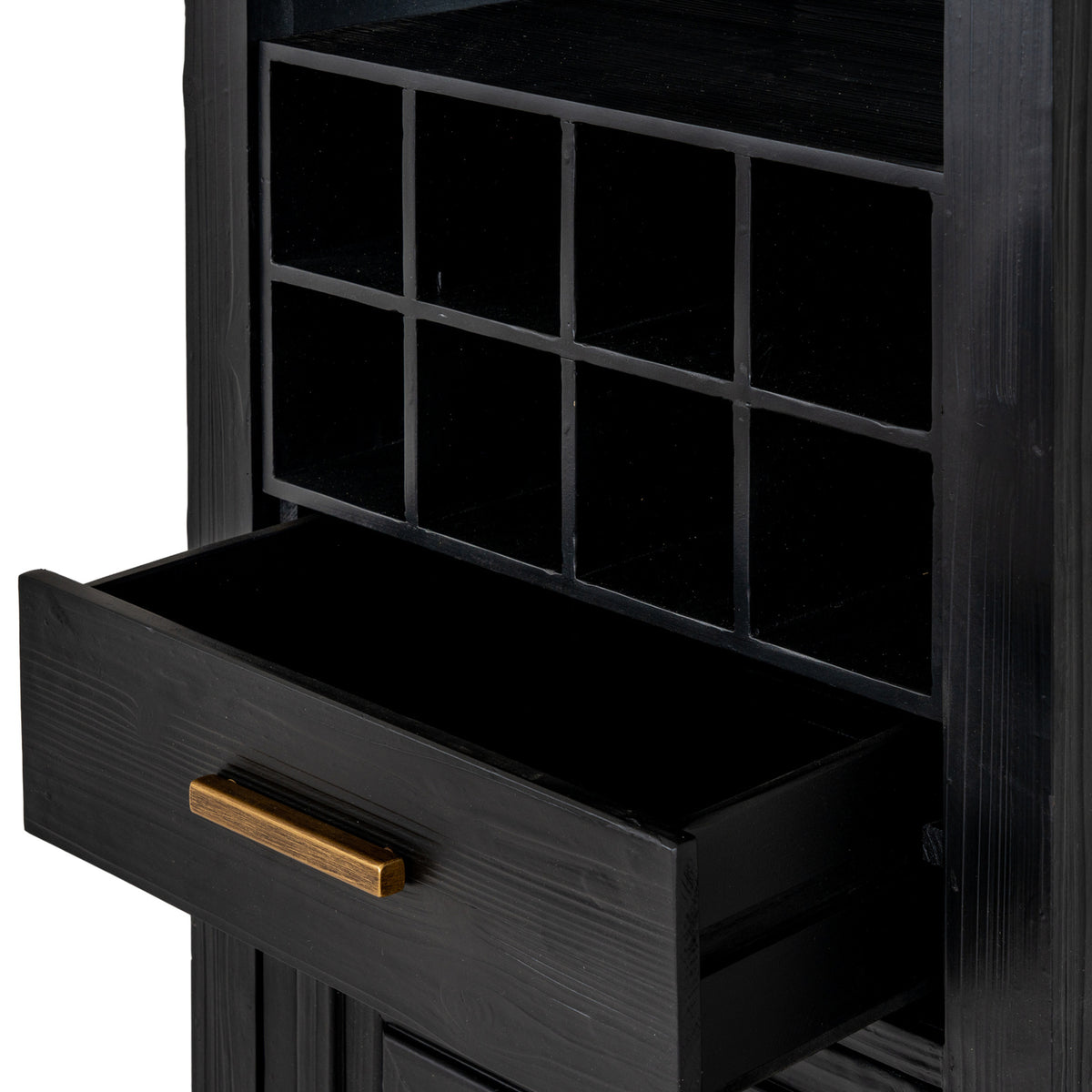 Lennox Black Drinks Unit with Open & Closed Storage for Entertaining