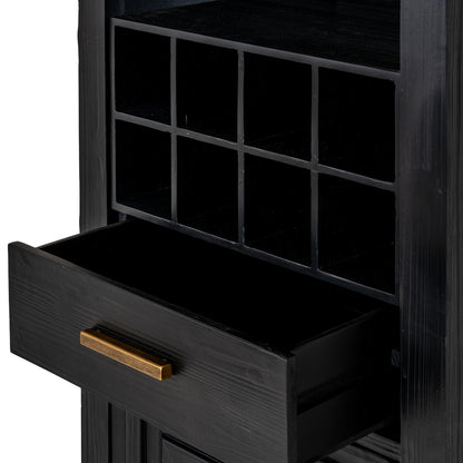 Lennox Black Drinks Unit with Open & Closed Storage for Entertaining