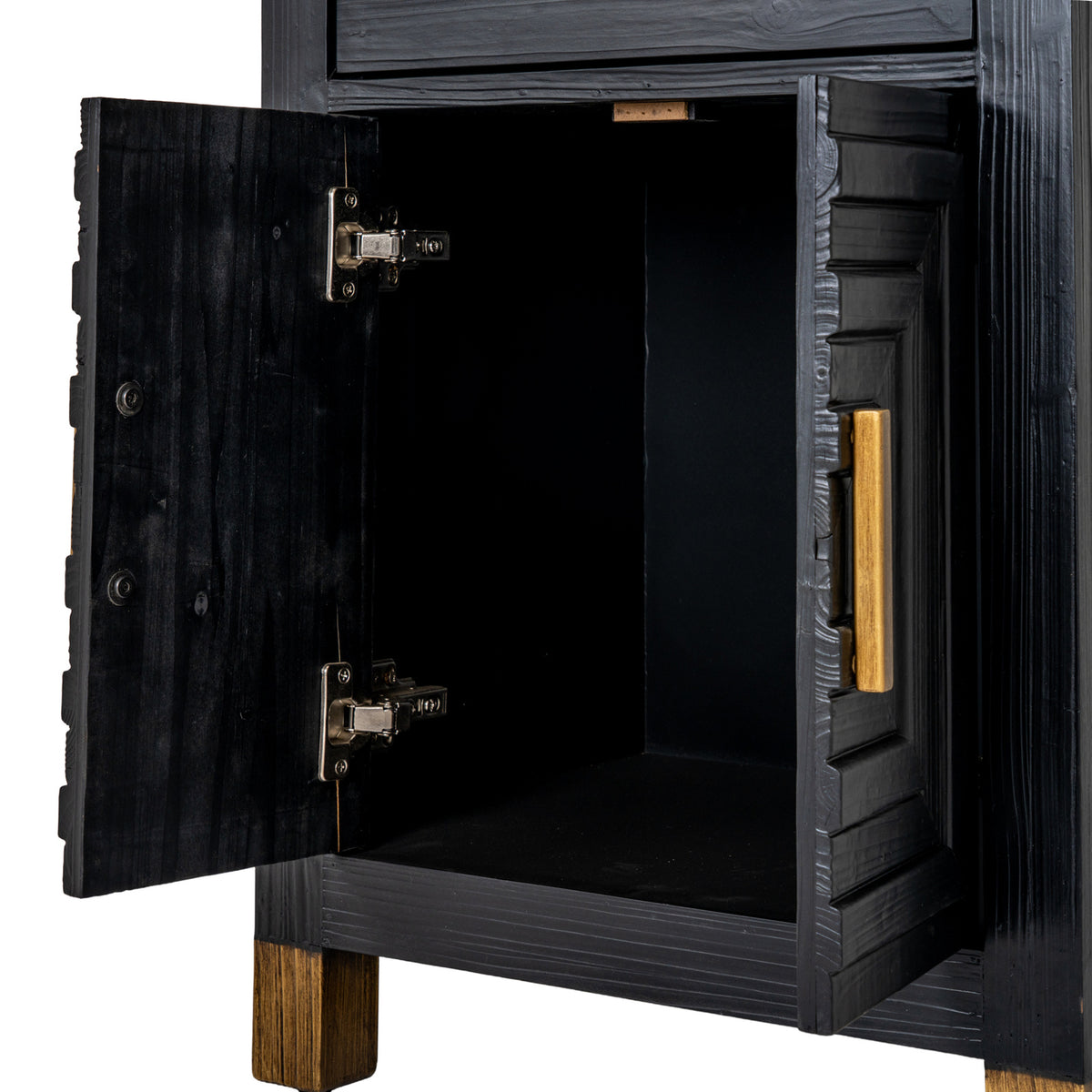 Lennox Black Drinks Unit with Open & Closed Storage for Entertaining