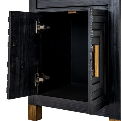 Lennox Black Drinks Unit with Open & Closed Storage for Entertaining