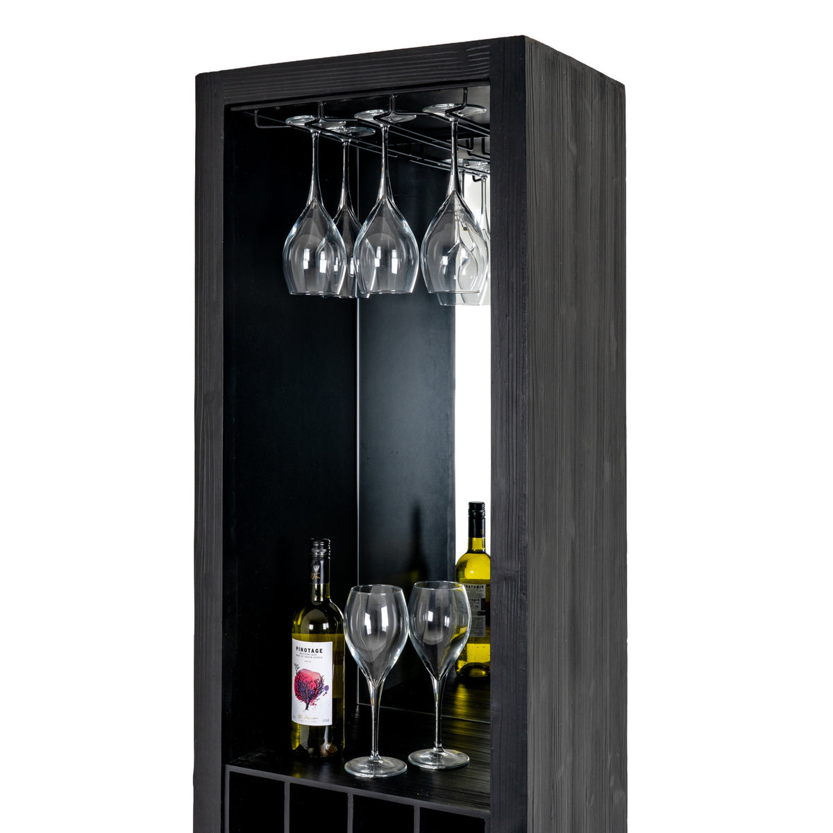 Lennox Black Drinks Unit with Open & Closed Storage for Entertaining