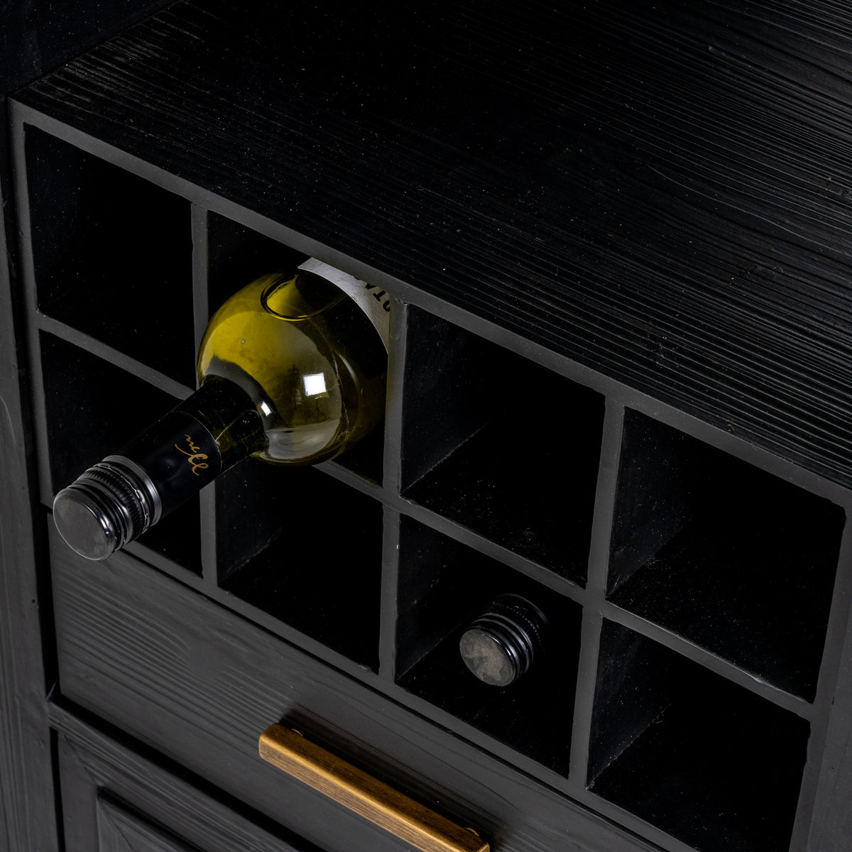Lennox Black Drinks Unit with Open & Closed Storage for Entertaining