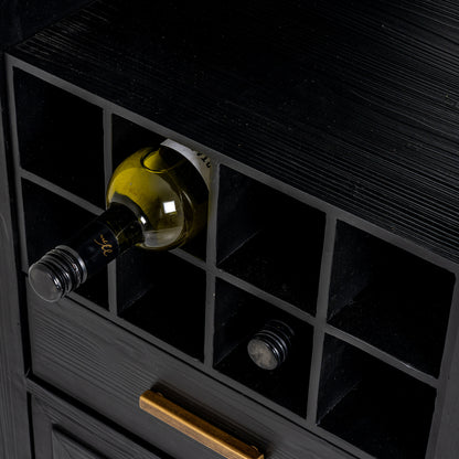 Lennox Black Drinks Unit with Open & Closed Storage for Entertaining