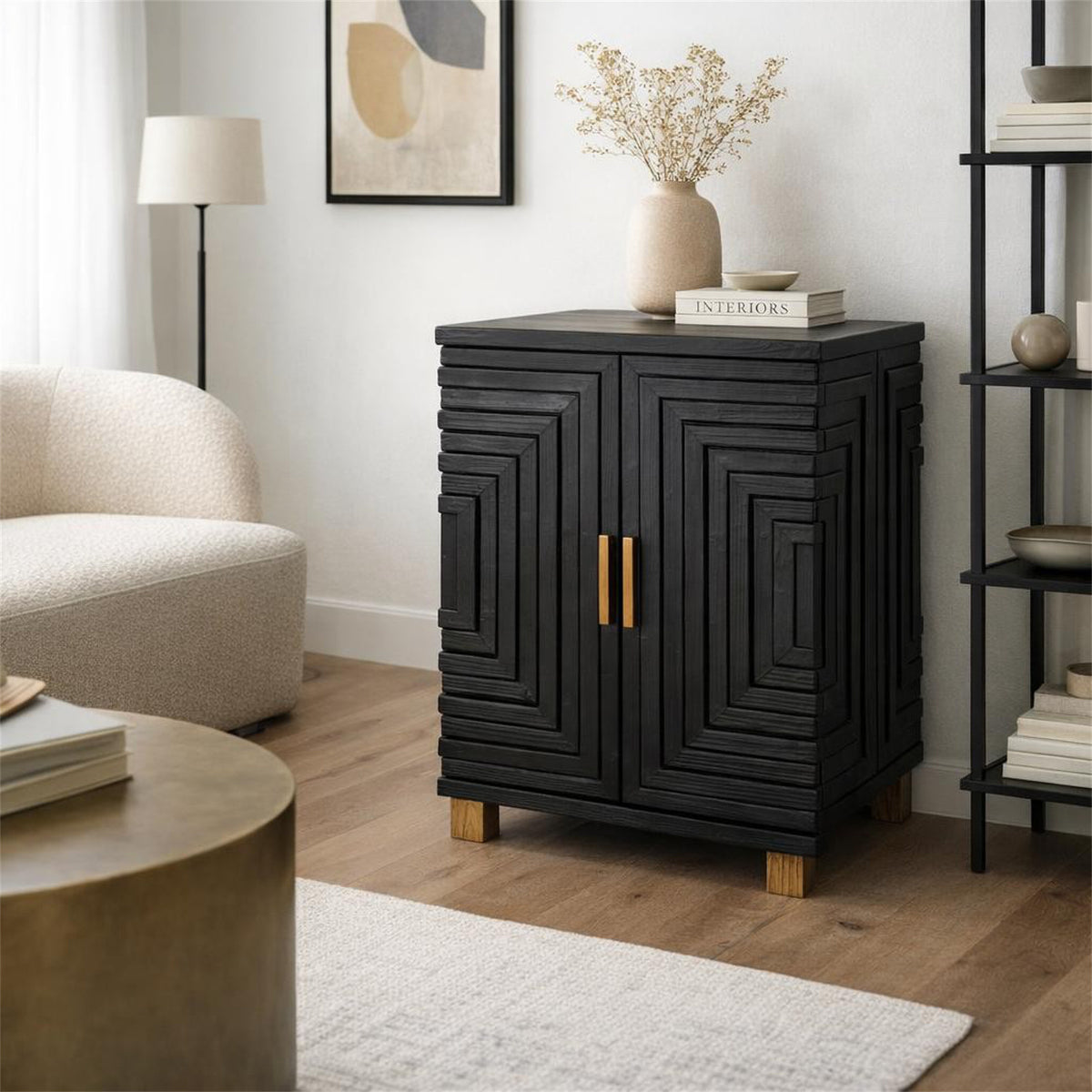 Lennox Black 2 Door Side Cupboard for Stylish Compact Storage