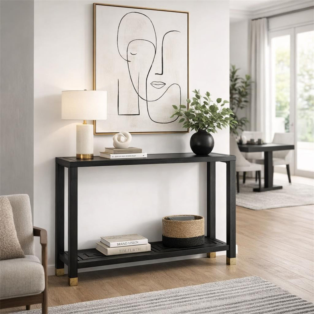 Lennox Black Console Table with Generous Matte Top for Stylish Interiors